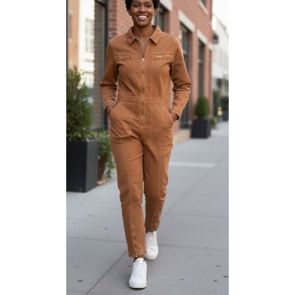 Free People x Sandrine Rose denim Jumpsuit In Burnt Orange Size Small NWT - Picture 1 of 11